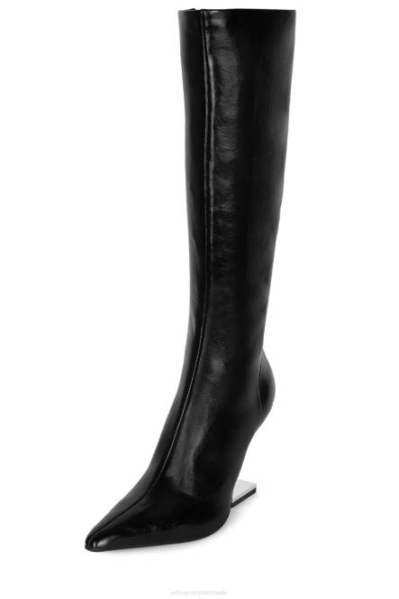 Jeffrey Campbell kompas-kh NDHB692 laarzen van knie tot dij zwart zilver vrouwen