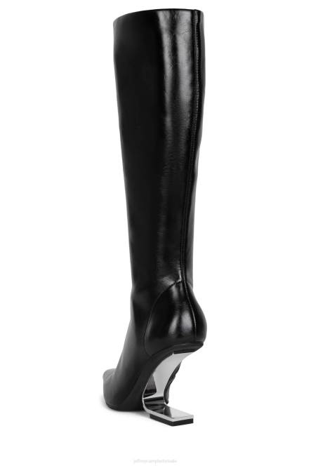 Jeffrey Campbell kompas-kh NDHB692 laarzen van knie tot dij zwart zilver vrouwen