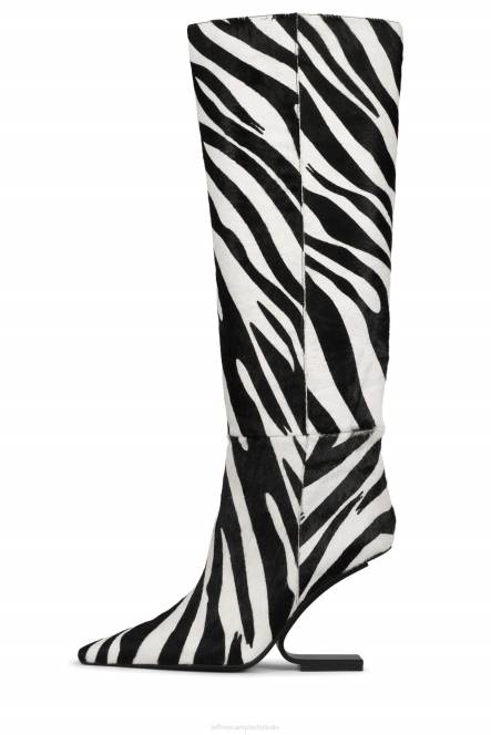 Jeffrey Campbell kompas-kh NDHB697 laarzen van knie tot dij zwart wit zebra zwart vrouwen