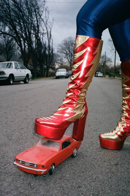 Jeffrey Campbell kus dit NDHB872 laarzen van knie tot dij rood metallisch goud vrouwen