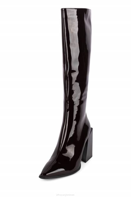 Jeffrey Campbell lasiren-kh NDHB726 laarzen van knie tot dij bruin patent vrouwen