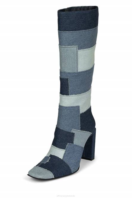 Jeffrey Campbell lichtsnelheid NDHB781 laarzen van knie tot dij denim multi vrouwen