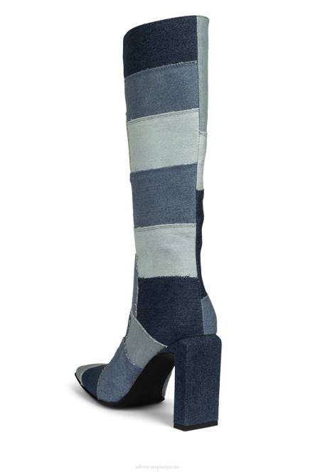 Jeffrey Campbell lichtsnelheid NDHB781 laarzen van knie tot dij denim multi vrouwen