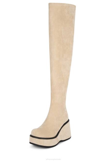 Jeffrey Campbell millennia-k NDHB795 laarzen van knie tot dij taupe suède vrouwen