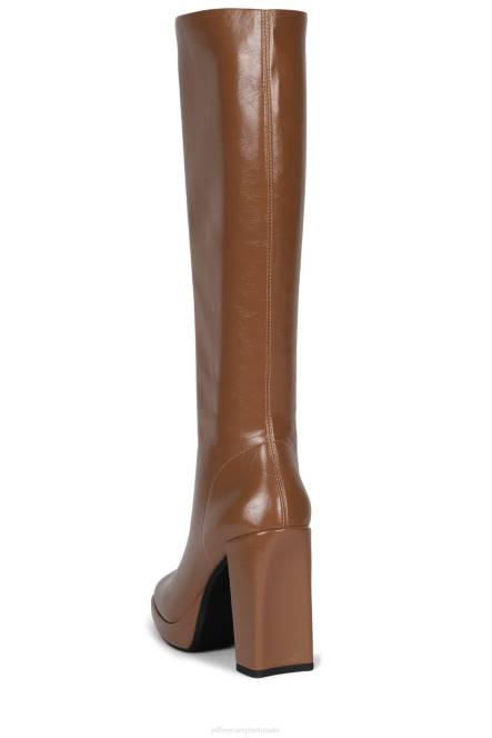 Jeffrey Campbell minimaal NDHB739 laarzen van knie tot dij lichtbruin gekreukt patent vrouwen