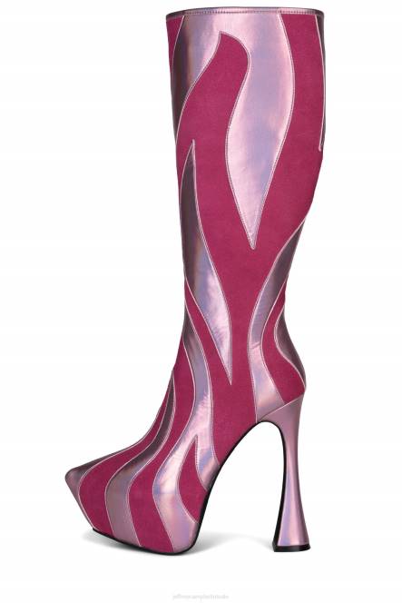 Jeffrey Campbell ongetemd NDHB849 laarzen van knie tot dij fuchsia suède fuchsia multi vrouwen