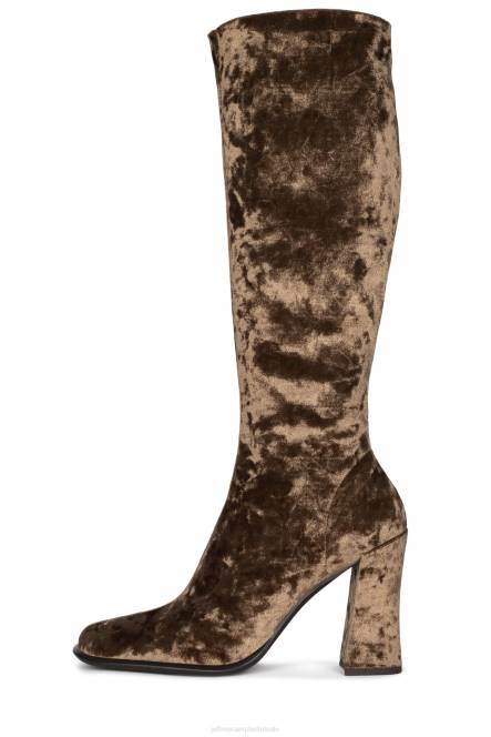 Jeffrey Campbell ontstaan NDHB766 laarzen van knie tot dij taupe geplet fluweel vrouwen