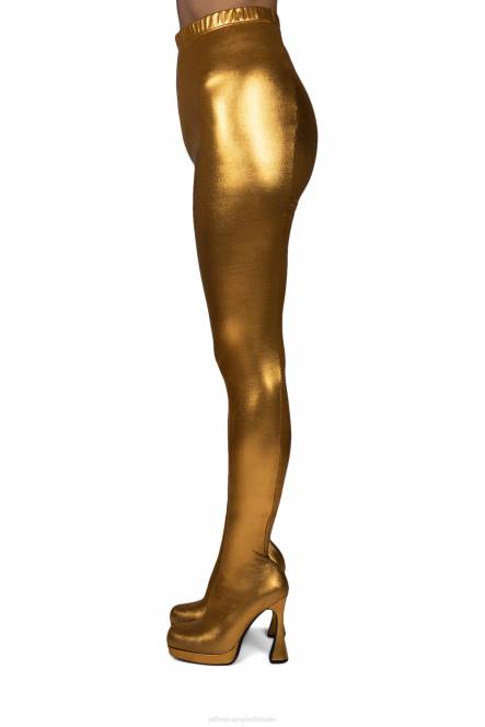Jeffrey Campbell pantalons NDHB831 laarzen van knie tot dij goud metaalachtig vrouwen