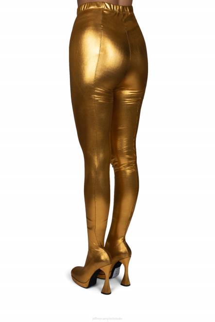 Jeffrey Campbell pantalons NDHB831 laarzen van knie tot dij goud metaalachtig vrouwen