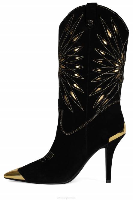 Jeffrey Campbell paso-roble NDHB769 laarzen van knie tot dij zwart suède goud vrouwen
