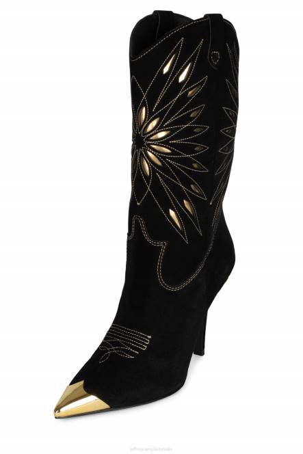 Jeffrey Campbell paso-roble NDHB769 laarzen van knie tot dij zwart suède goud vrouwen
