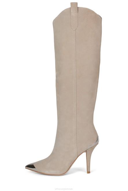Jeffrey Campbell potverdorie NDHB841 laarzen van knie tot dij beige suède zilver vrouwen