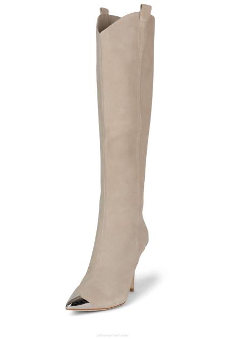 Jeffrey Campbell potverdorie NDHB841 laarzen van knie tot dij beige suède zilver vrouwen