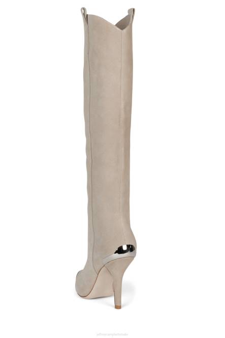 Jeffrey Campbell potverdorie NDHB841 laarzen van knie tot dij beige suède zilver vrouwen