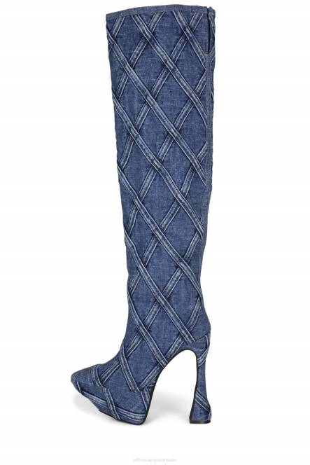 Jeffrey Campbell schattige jeans NDHB705 laarzen van knie tot dij blauwe denim combi vrouwen