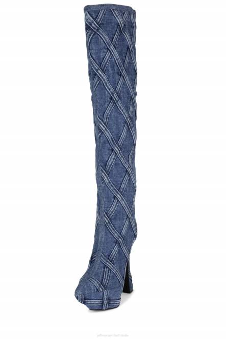 Jeffrey Campbell schattige jeans NDHB705 laarzen van knie tot dij blauwe denim combi vrouwen