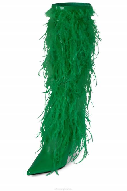 Jeffrey Campbell shake-ya NDHB792 laarzen van knie tot dij groene patentcombinatie vrouwen