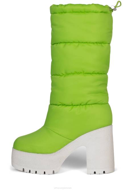Jeffrey Campbell sneeuw-twijfel NDHB861 laarzen van knie tot dij groen Wit vrouwen
