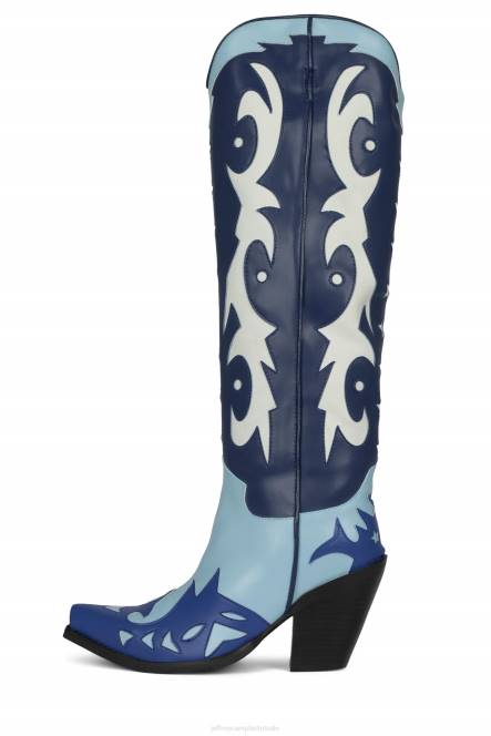 Jeffrey Campbell starwood-2 NDHB788 laarzen van knie tot dij blauwe combi vrouwen