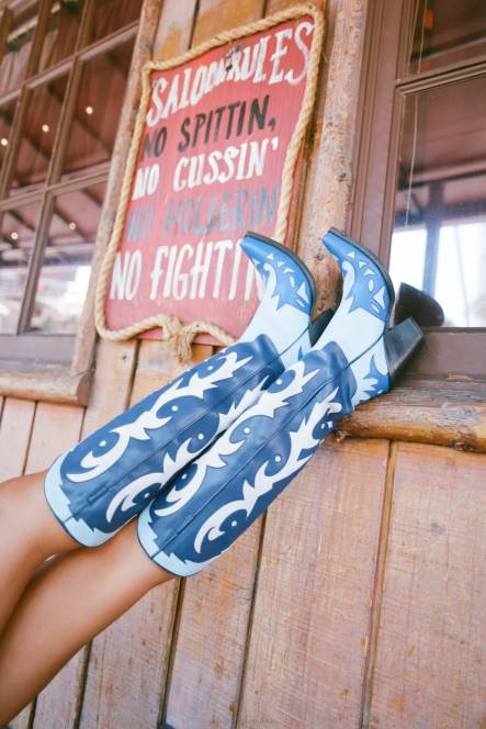 Jeffrey Campbell starwood-2 NDHB788 laarzen van knie tot dij blauwe combi vrouwen