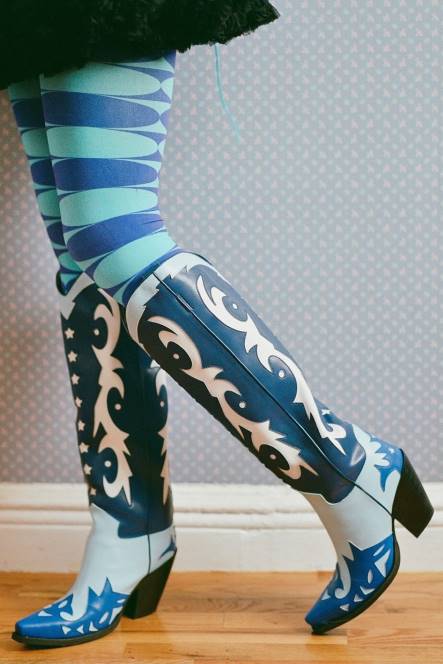 Jeffrey Campbell starwood-2 NDHB788 laarzen van knie tot dij blauwe combi vrouwen