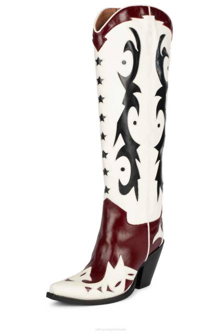 Jeffrey Campbell starwood-2 NDHB789 laarzen van knie tot dij rood Wit blauw vrouwen