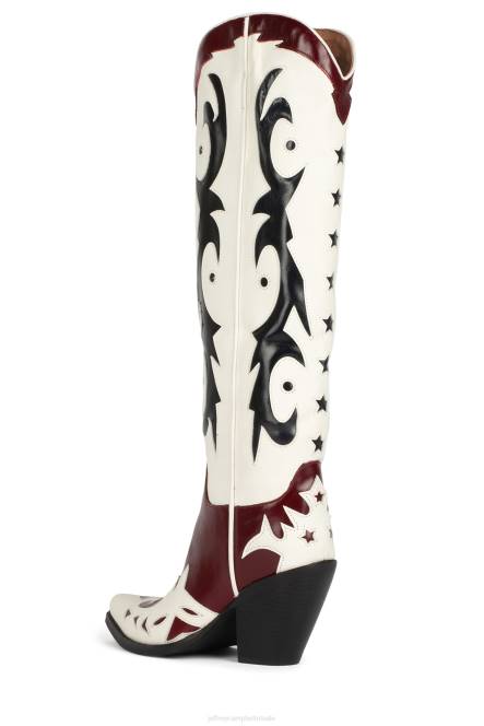 Jeffrey Campbell starwood-2 NDHB789 laarzen van knie tot dij rood Wit blauw vrouwen