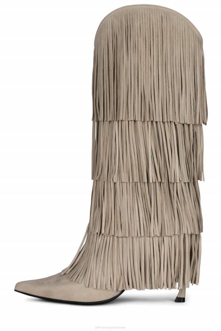 Jeffrey Campbell wild paard NDHB772 laarzen van knie tot dij beige suède vrouwen