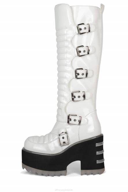 Jeffrey Campbell zenon-kh NDHB675 laarzen van knie tot dij wit patent vrouwen