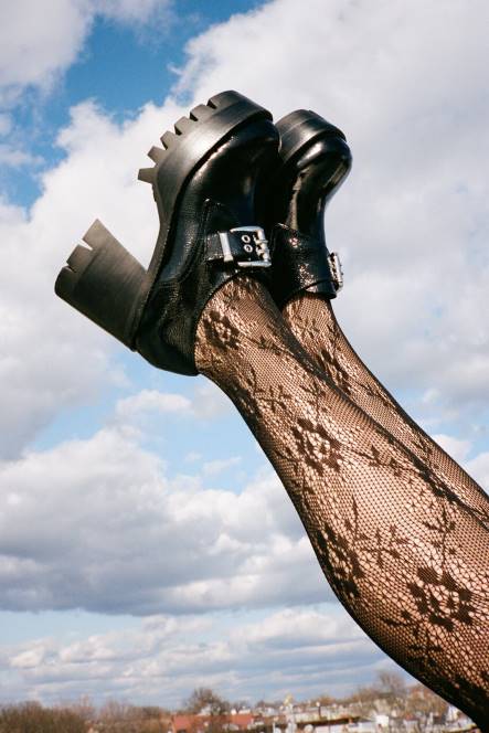 Jeffrey Campbell mislukking NDHB901 platform boot zwart gekreukt patent vrouwen