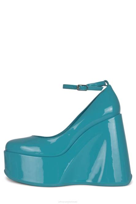 Jeffrey Campbell Yazmin NDHB1275 platform pomp aquamarijn patent vrouwen