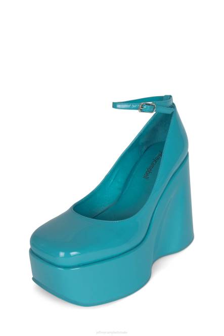 Jeffrey Campbell Yazmin NDHB1275 platform pomp aquamarijn patent vrouwen