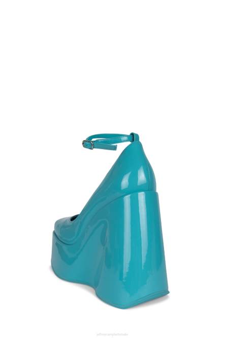 Jeffrey Campbell Yazmin NDHB1275 platform pomp aquamarijn patent vrouwen