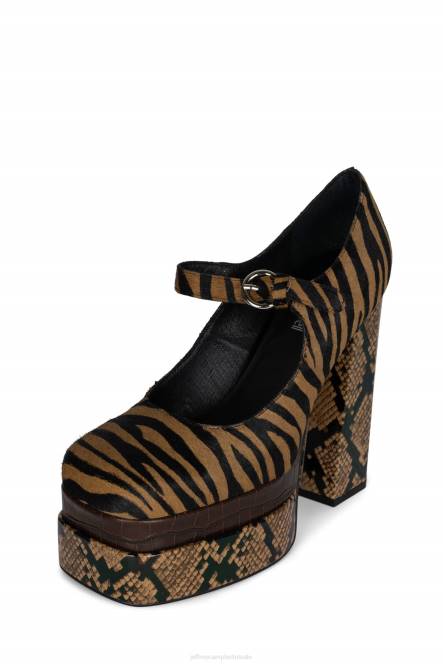 Jeffrey Campbell chillen-f NDHB1279 platform pomp beige zebra multi vrouwen