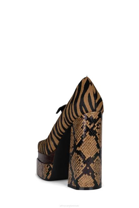 Jeffrey Campbell chillen-f NDHB1279 platform pomp beige zebra multi vrouwen