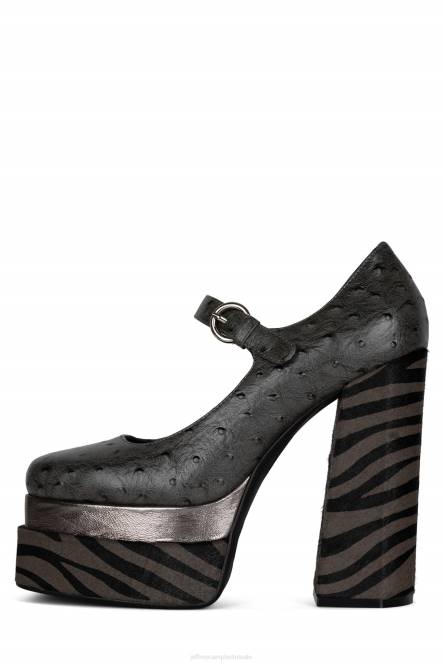 Jeffrey Campbell chillen-f NDHB1281 platform pomp grijze struisvogel multi vrouwen