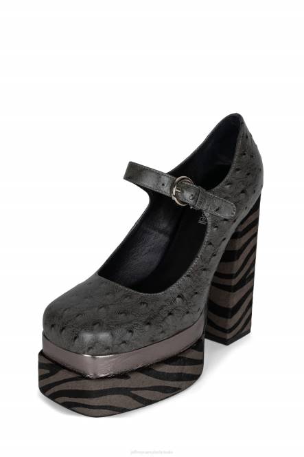 Jeffrey Campbell chillen-f NDHB1281 platform pomp grijze struisvogel multi vrouwen