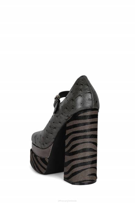 Jeffrey Campbell chillen-f NDHB1281 platform pomp grijze struisvogel multi vrouwen