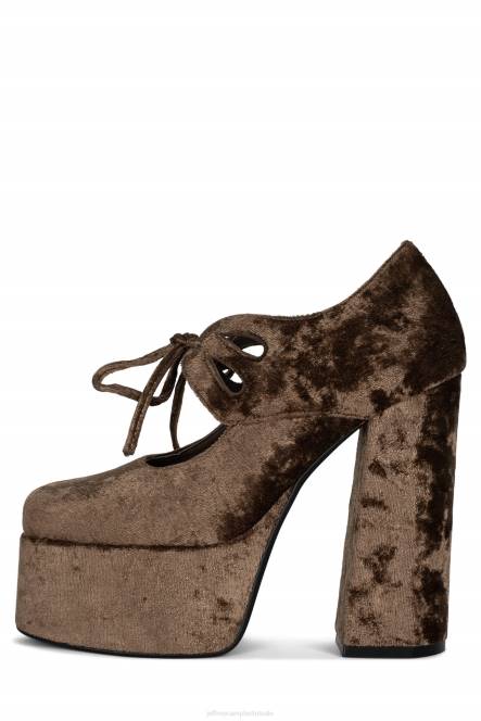Jeffrey Campbell jara NDHB1295 platform pomp taupe geplet fluweel vrouwen