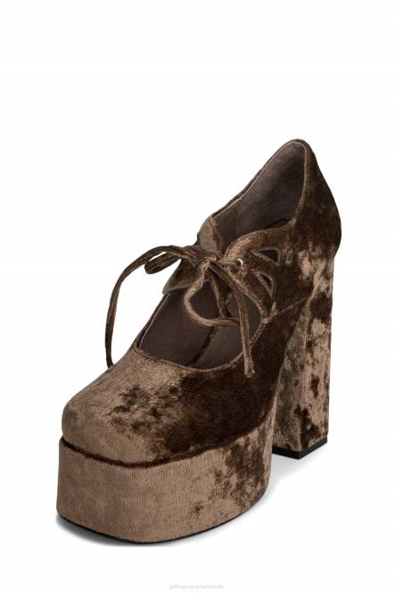 Jeffrey Campbell jara NDHB1295 platform pomp taupe geplet fluweel vrouwen
