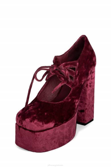 Jeffrey Campbell jara NDHB1296 platform pomp rood geplet fluweel vrouwen