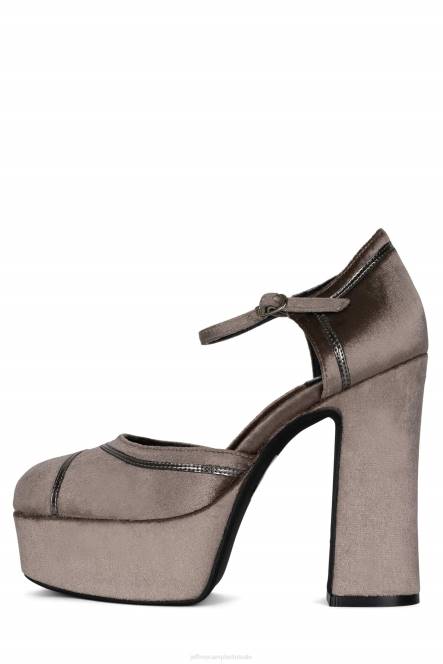 Jeffrey Campbell laag NDHB1293 platform pomp taupe fluweel tin vrouwen