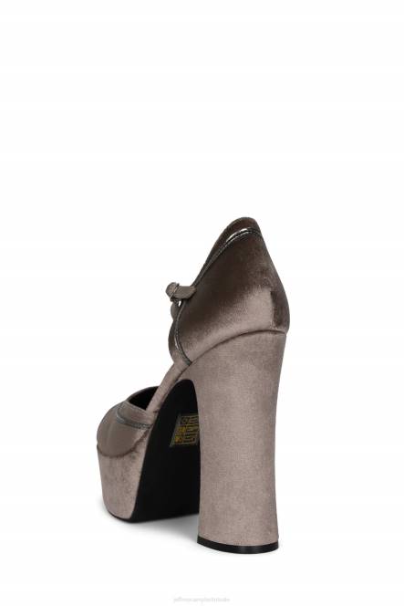 Jeffrey Campbell laag NDHB1293 platform pomp taupe fluweel tin vrouwen