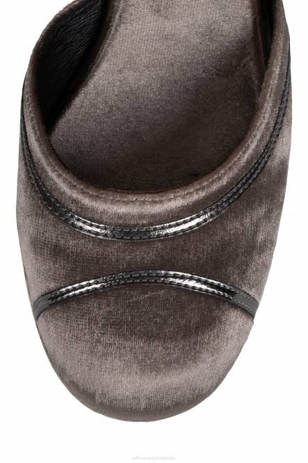 Jeffrey Campbell laag NDHB1293 platform pomp taupe fluweel tin vrouwen