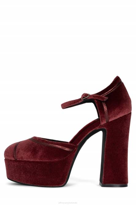 Jeffrey Campbell laag NDHB1294 platform pomp rood fluwelen combi vrouwen