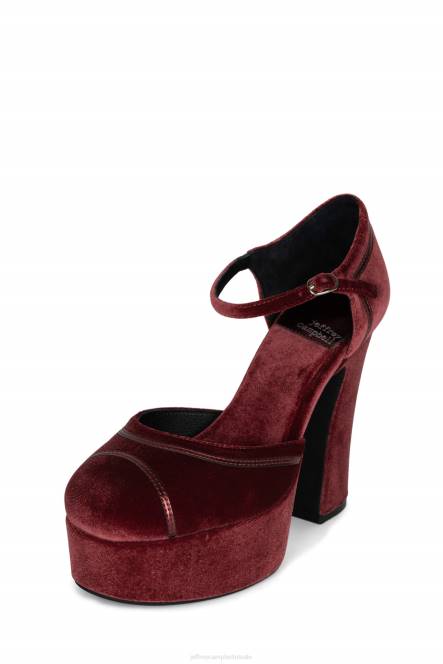 Jeffrey Campbell laag NDHB1294 platform pomp rood fluwelen combi vrouwen
