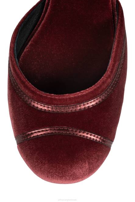 Jeffrey Campbell laag NDHB1294 platform pomp rood fluwelen combi vrouwen