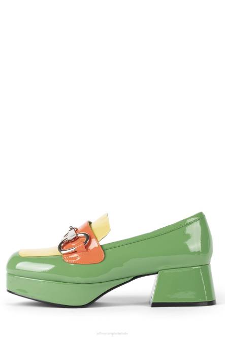 Jeffrey Campbell leerling-2 NDHB1265 platform pomp groen geel oranje pat combo vrouwen