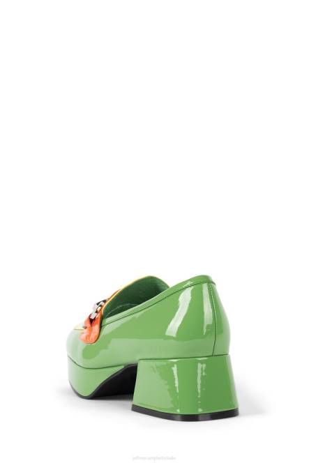 Jeffrey Campbell leerling-2 NDHB1265 platform pomp groen geel oranje pat combo vrouwen