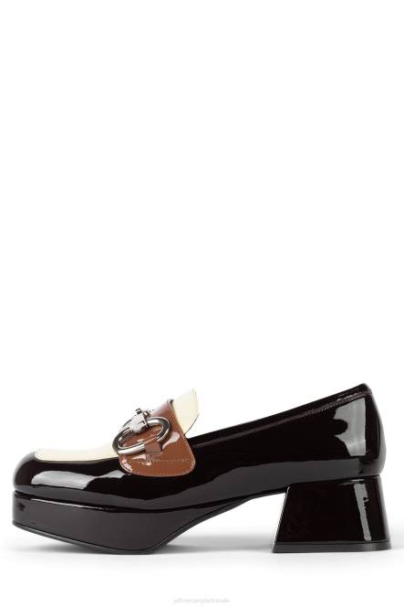 Jeffrey Campbell leerling-2 NDHB1266 platform pomp bruin geel tan pat combo vrouwen